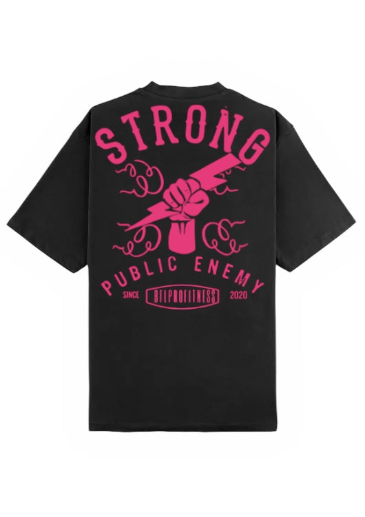 Camiseta Oversize STRONG Rosa Flúor